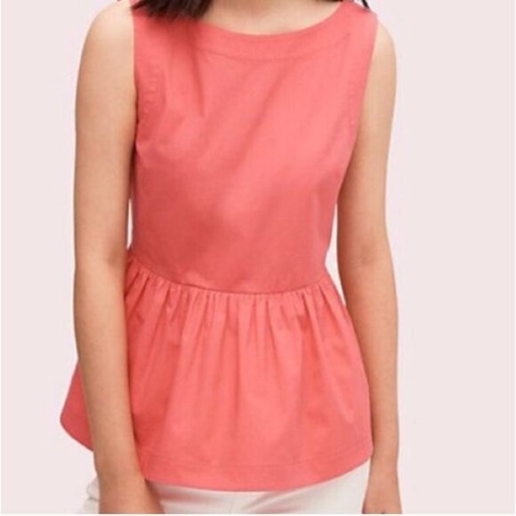 kate spade Tops - Kate Spade Pink Sleeveless Peplum Top Back Button Detail Preppy Soft Girl Office